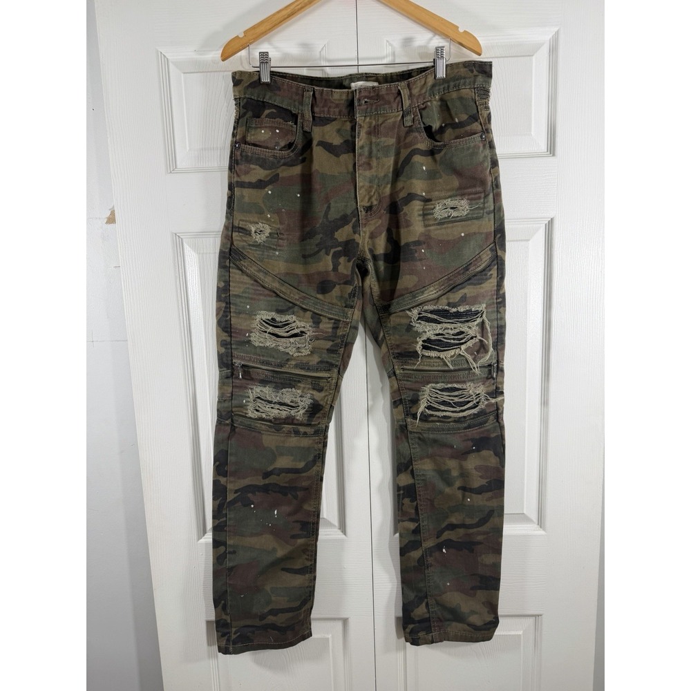 Smoke Rise camo slim fit distressed Mens Ripped Jeans Size 36/30 all cotton